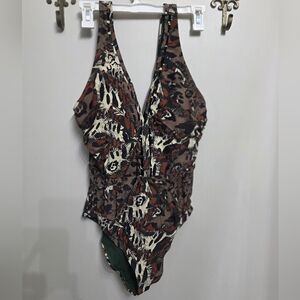 Nicole Miller Animal Print One-Piece Swimsuit Size 10